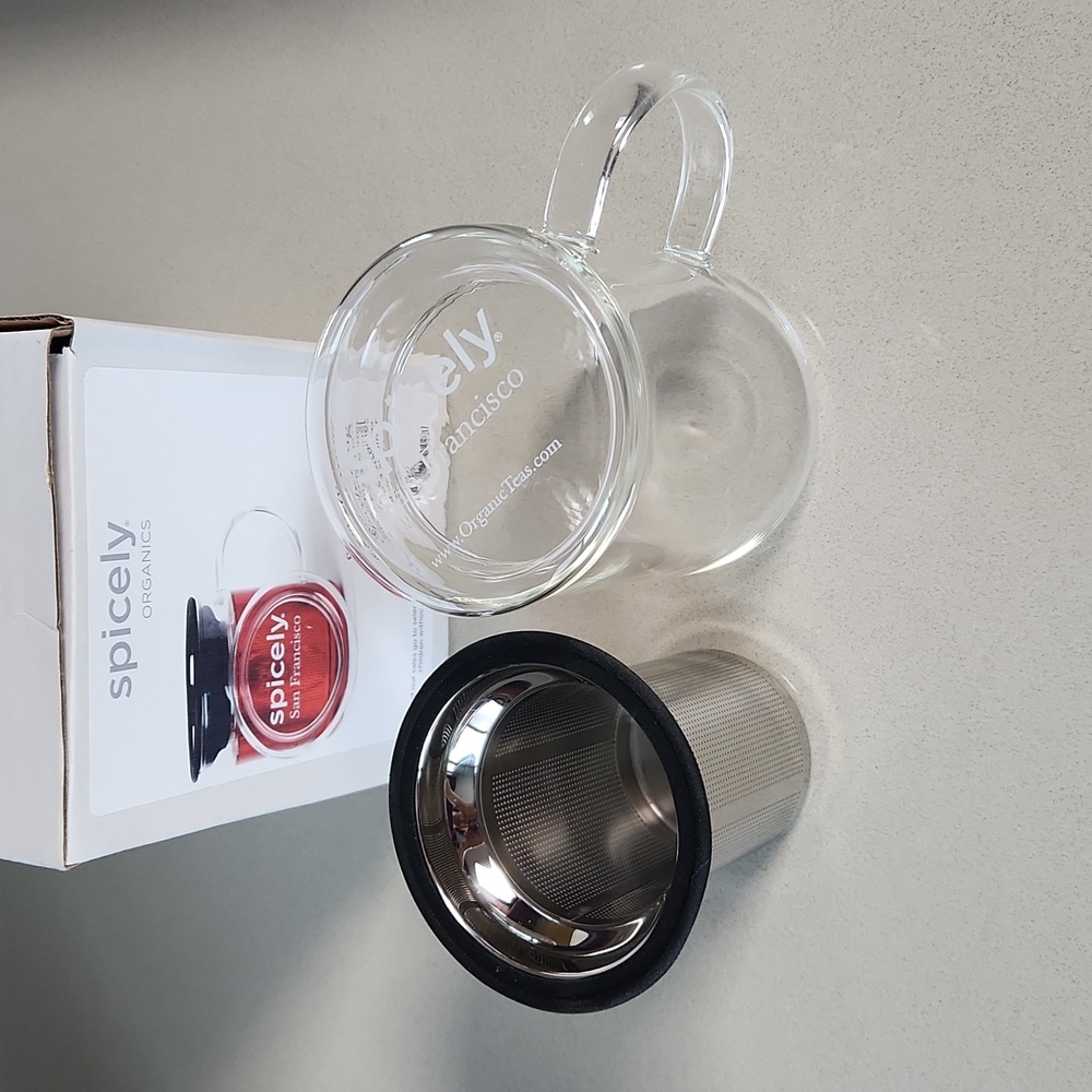 Spicely Organics Glass Tea Set - Cup Strainer with Lid **NEW - Picture 3 of 4